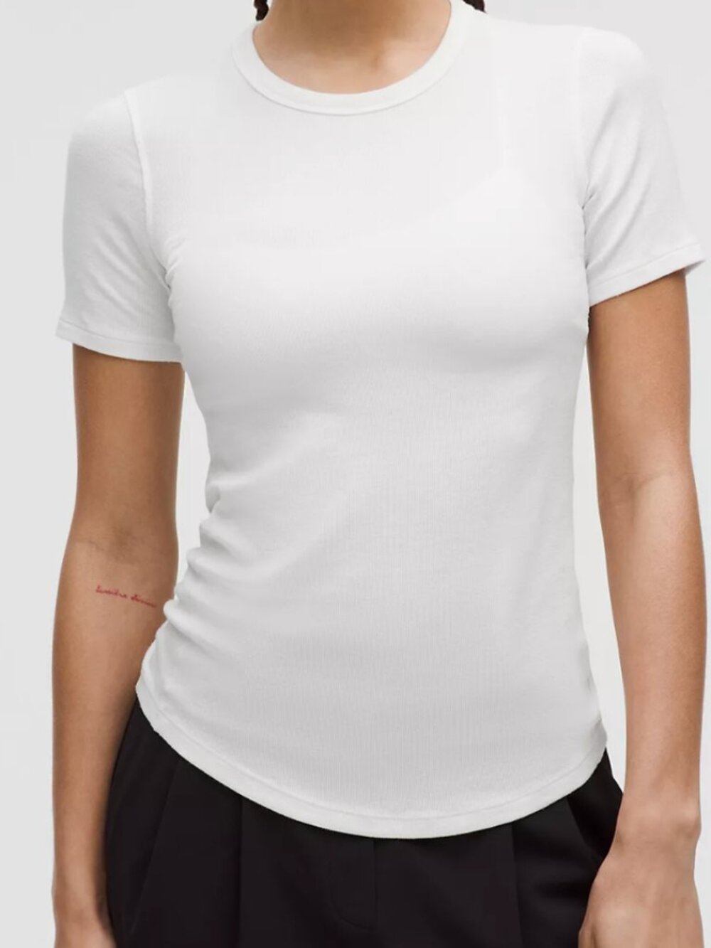 Lululemon Hold Tight Short Sleeve Shirt White Ribbed Modal Size 8